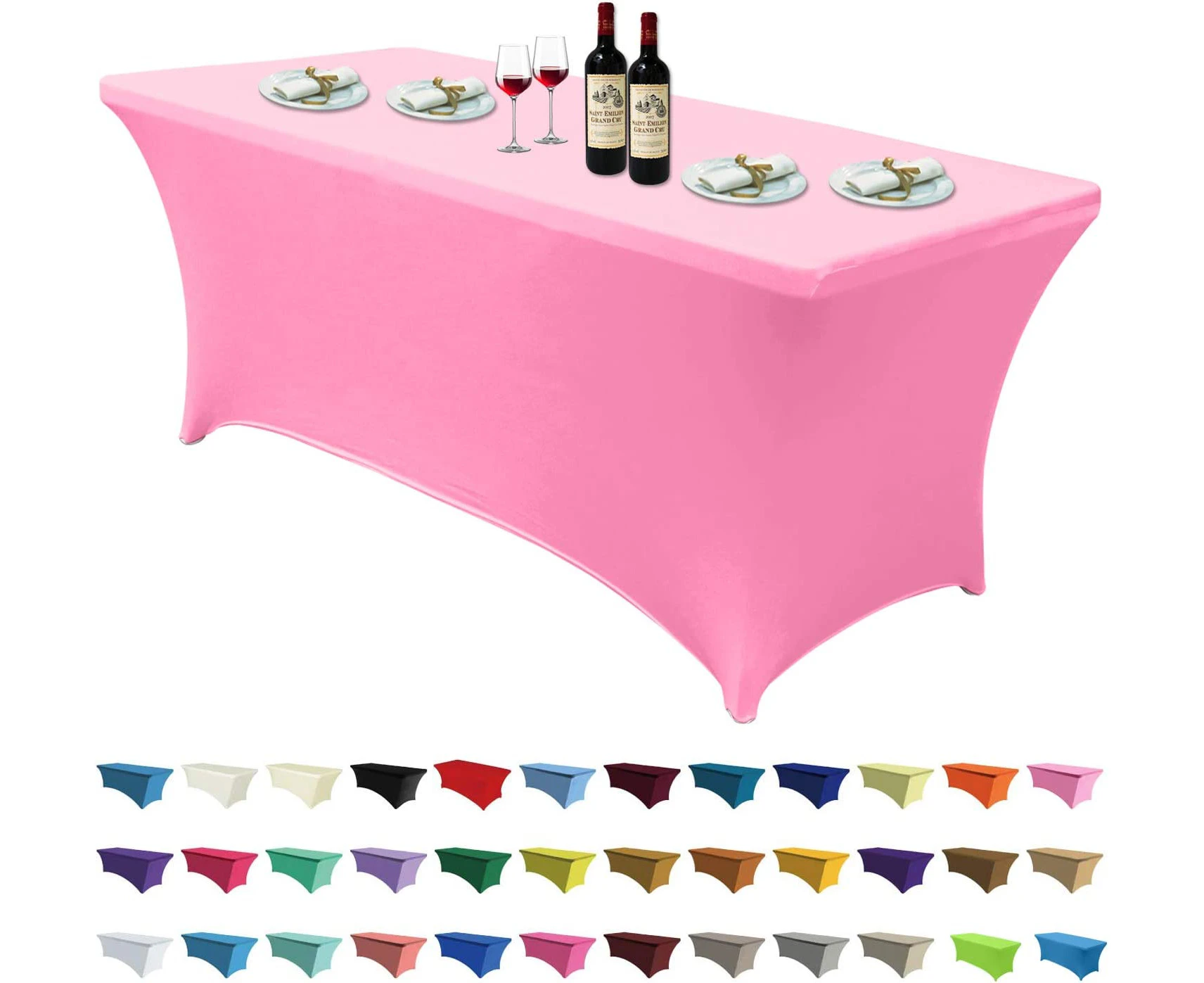 Spandex Tablecloths for 6 ft Home Rectangular Table Fitted Stretch Table Cover Polyester Tablecover Table Toppers