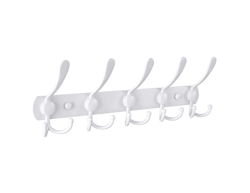 Wall-mounted coat rack heavy stainless steel metal row hook-White