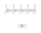 Wall-mounted coat rack heavy stainless steel metal row hook-White