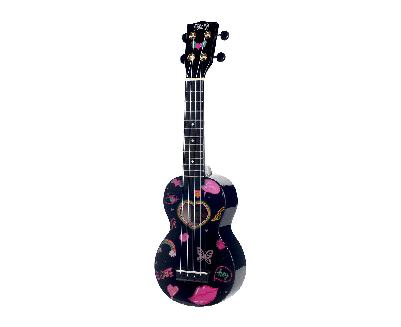 Mahalo Art Series Soprano Ukulele - Heart (Black)