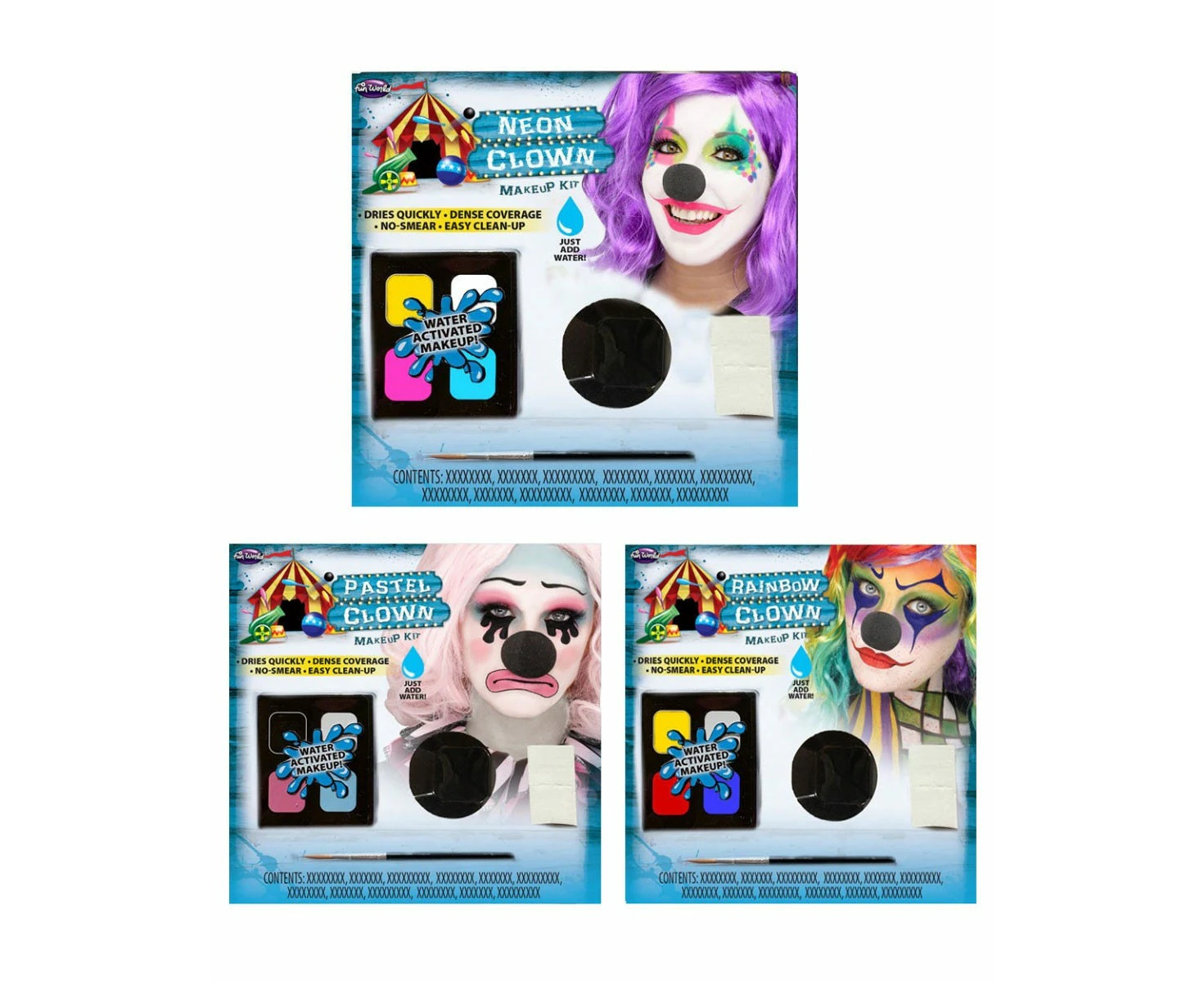 Colourful Clowns Water Activated Makeup Kit - Unisex, Rainbow Clown, Harry Potter