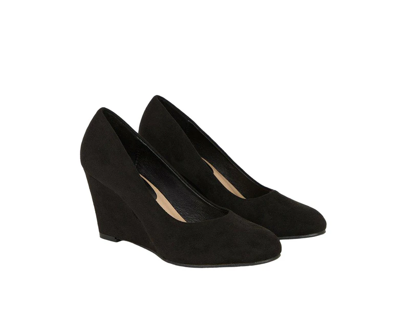 Black suede wedge court shoes online