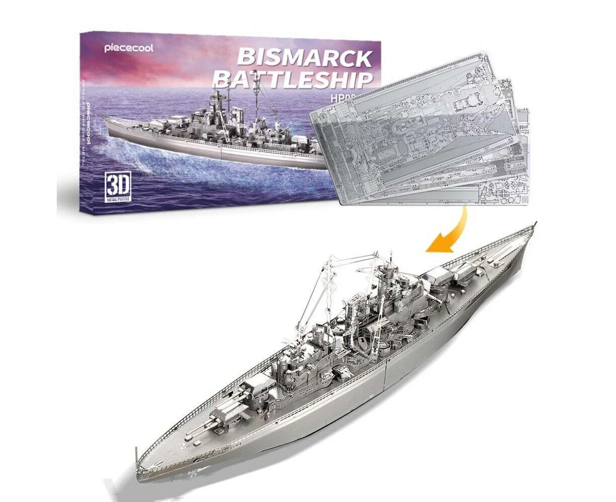 Piececool Metal Model Kits - Model Kit -Bismarck Battleship - 3D Puzzle - Hobby Kit