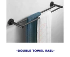 Bathroom Robe Hooks Towel Rail Racks Toilet Roll Holder 750mm Double Rail Black