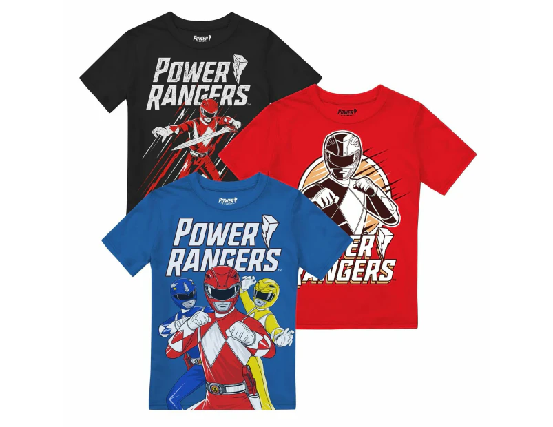 Power Rangers Boys Team T-Shirt (Pack of 3) (Multicoloured) - TV1955