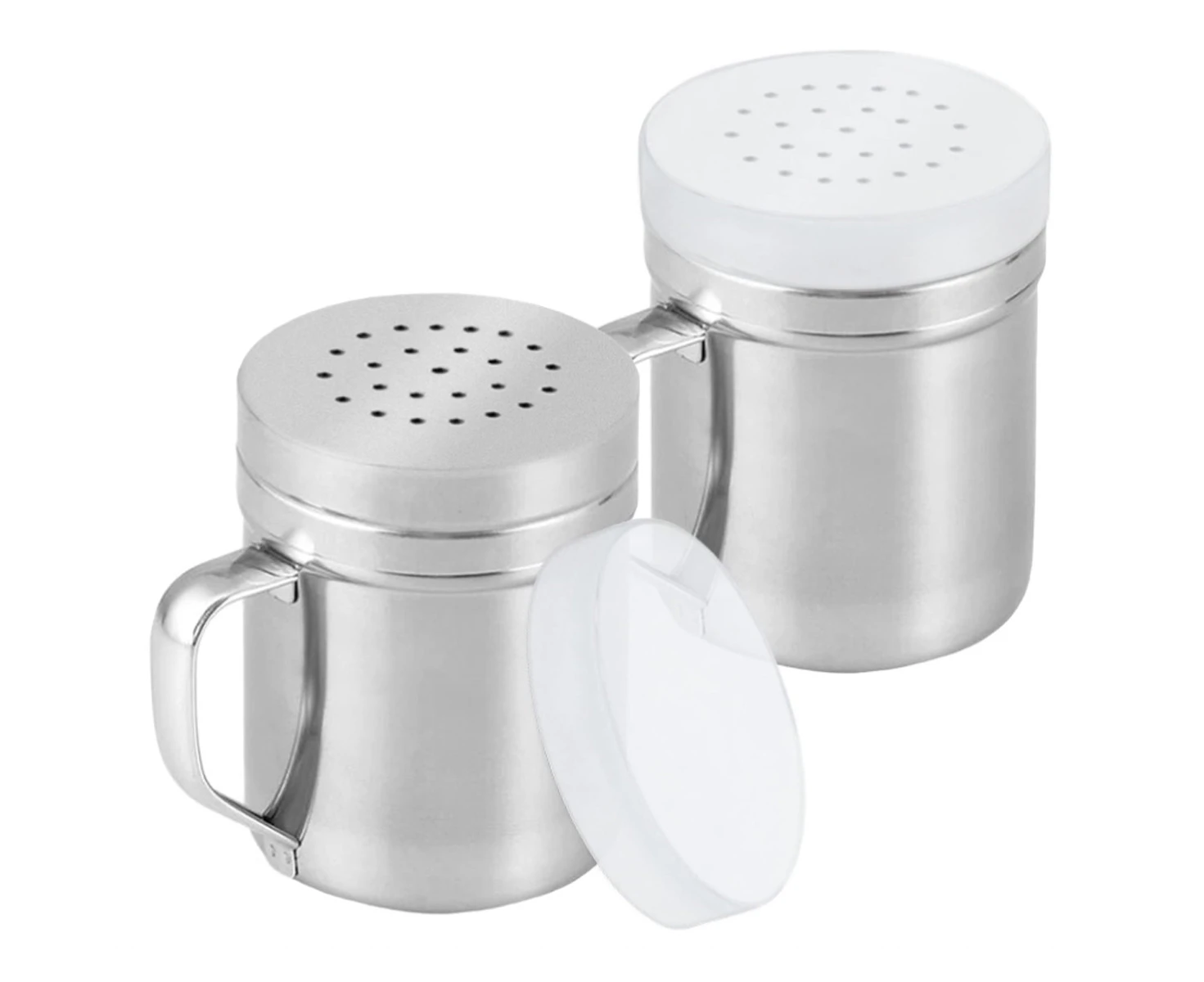 Stainless Steel Salt Pepper Dredge Shaker Seasoning Spice Container Tins with Holes and Lid for Parmesan Cheese Salt Pepper