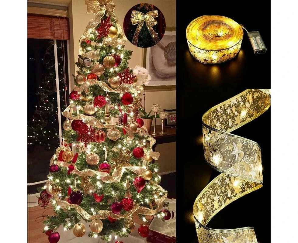 Christmas Tree String Lights, 16ft/5m Christmas Tree Decoration New Year Party Wedding Gazebo Christmas Tree Decoration Outdoor Decoration (Gold)