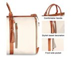 Folding Travel Bag with Crossbody Strap Large Capacity PU Leather Garment Bag - White