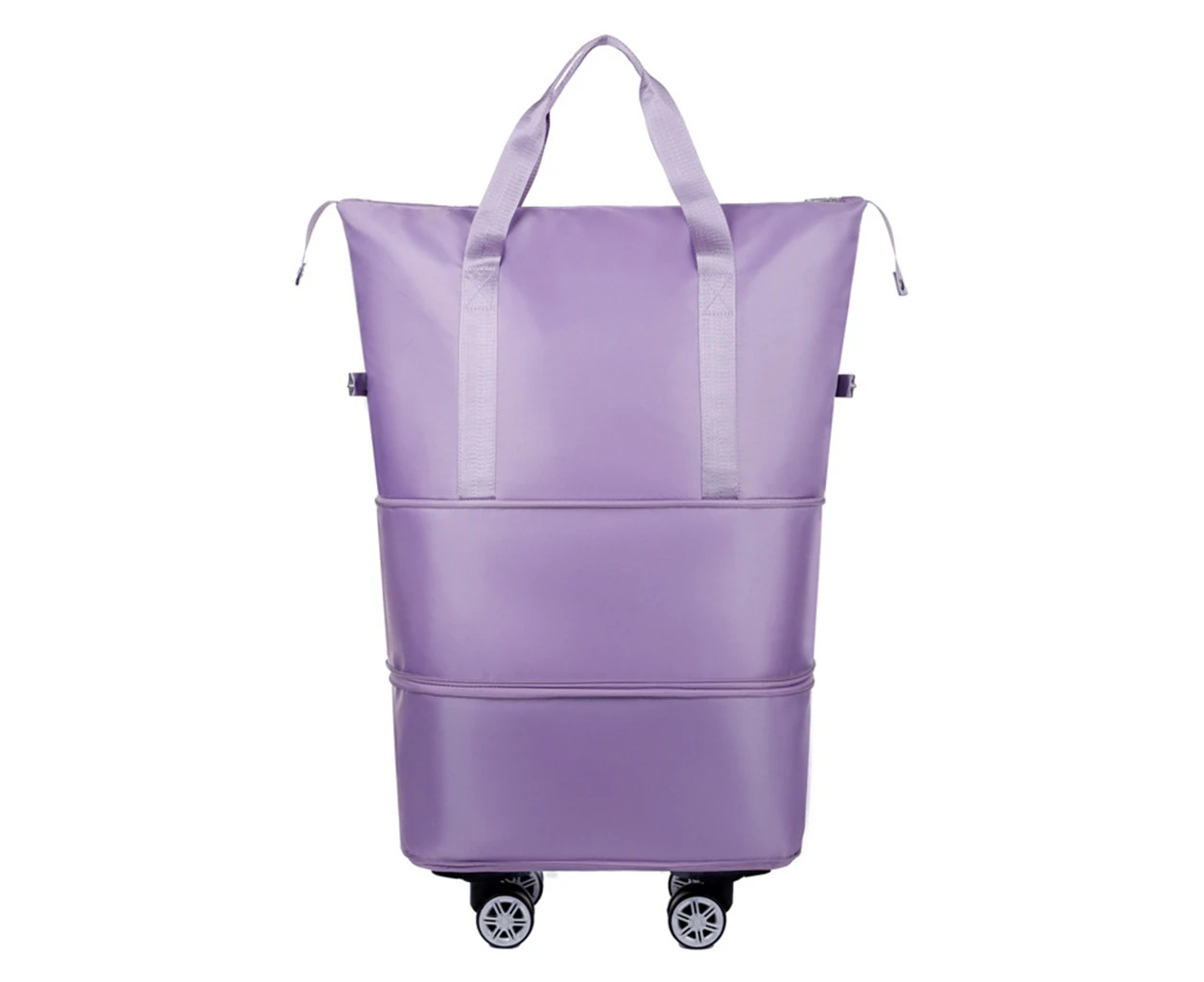 Waterproof Travel Trolley Bag Foldable Extendable Rolling Storage Luggage Bag - Light purple