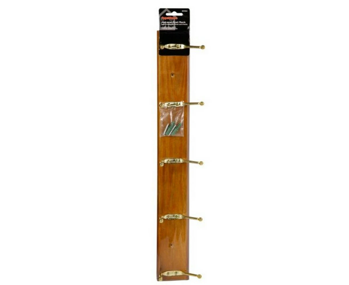 SupaHome Antique Look Pine Coat Rack (Brown/Gold) - ST7921