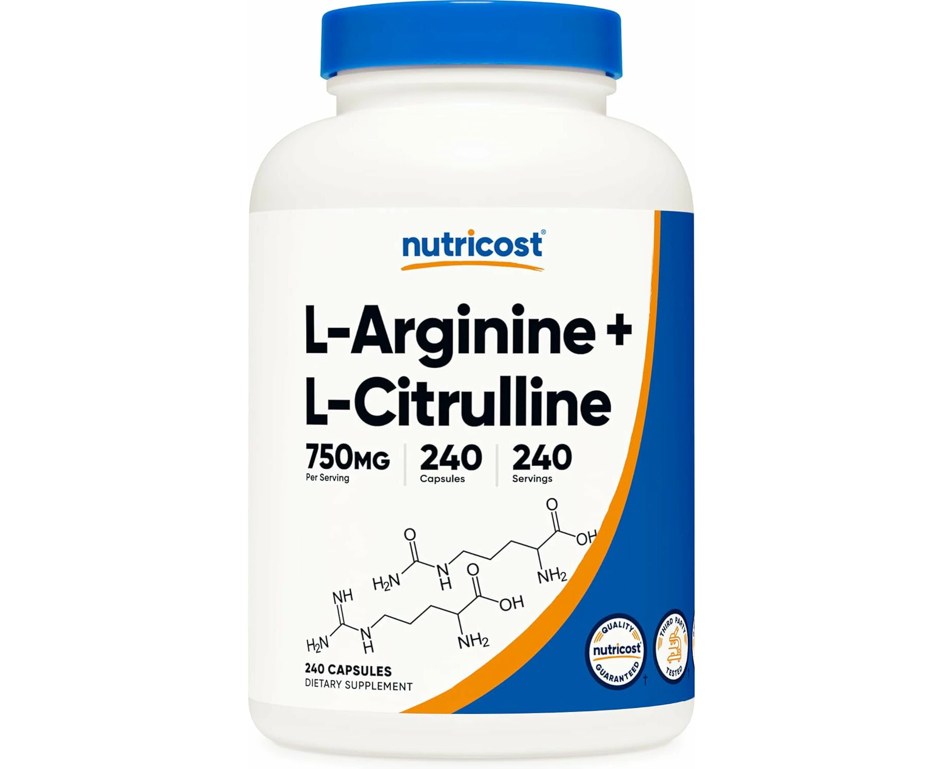 Nutricost L-Arginine L-Citrulline Complex 750mg, 240 Capsules - Non-GMO