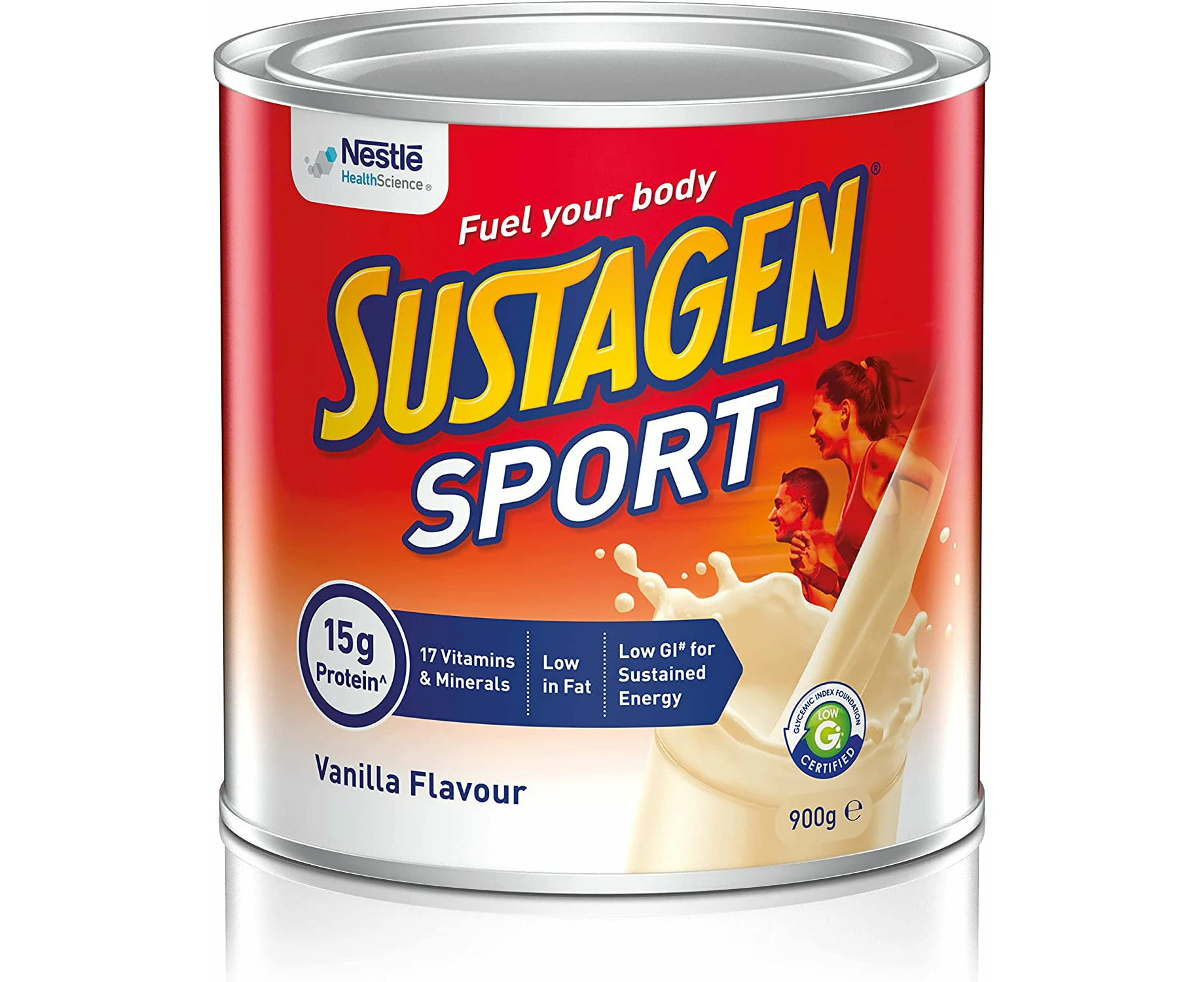 Sustagen Sport High Protein Supplement Powder, Supports Lean Muscle Mass, 17 Vitamins & Minerals, Low GI, Vanilla Flavour, 900g