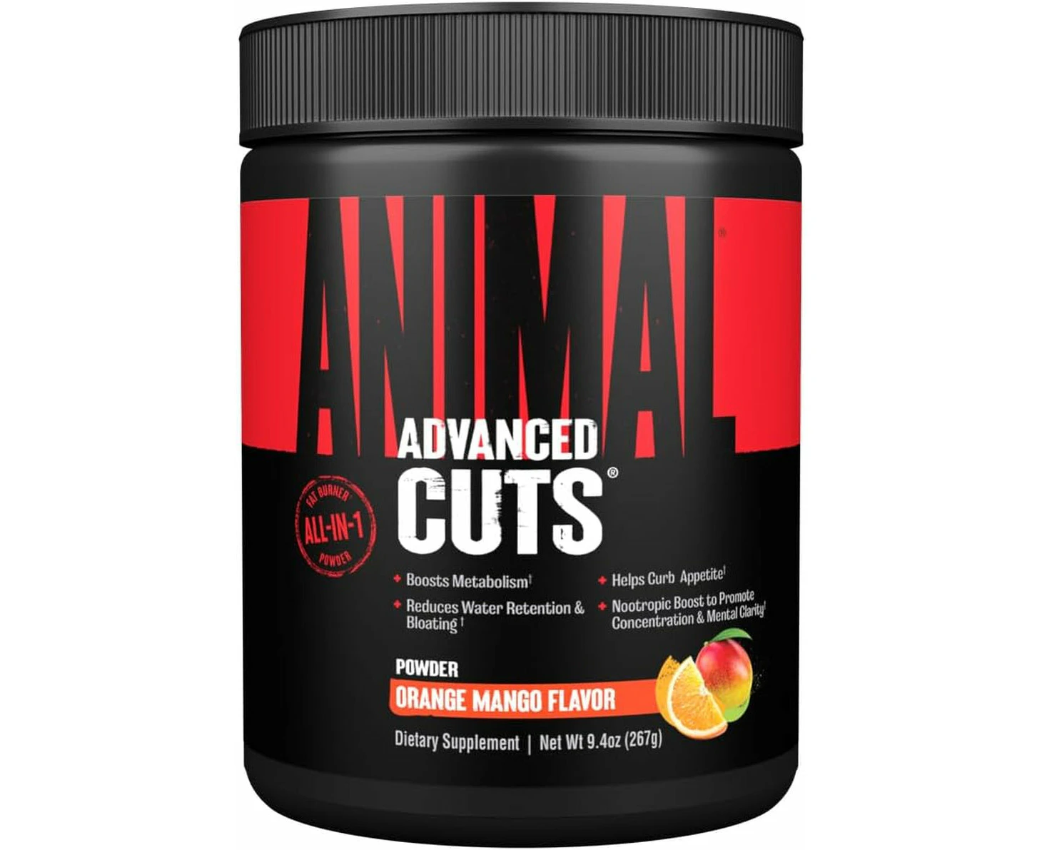 Animal Cuts Powder - Metobolic Enhancer, Nootropics, Carnitine, Tyrosine, Diuretic, Great Tasting, Orange Mango, 42 Count