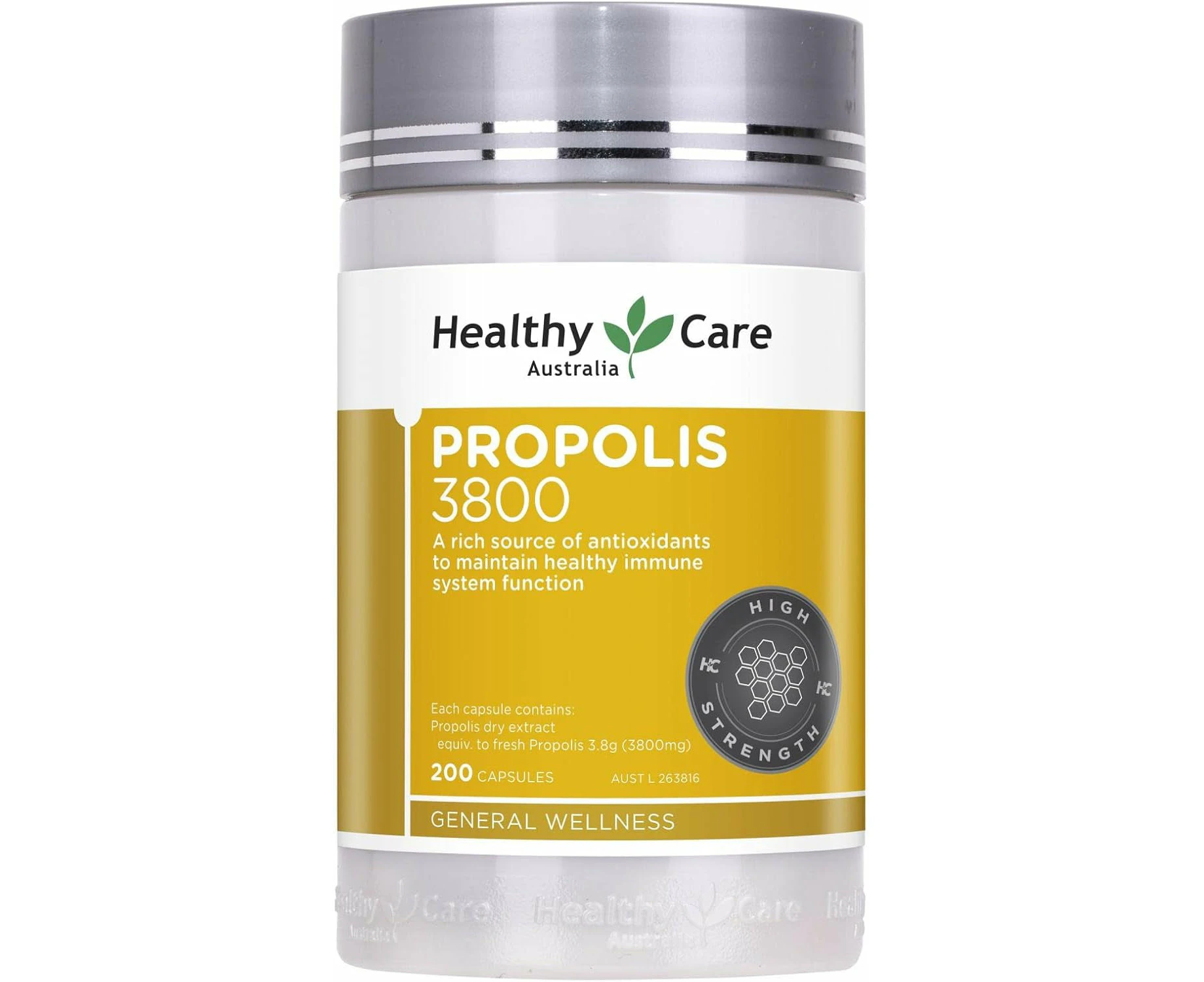 Healthy Care High Strength Propolis Capsules - Antioxidant Capsules for Immune Support and Cellular Health - Premium Quality Dieta - for Wellness