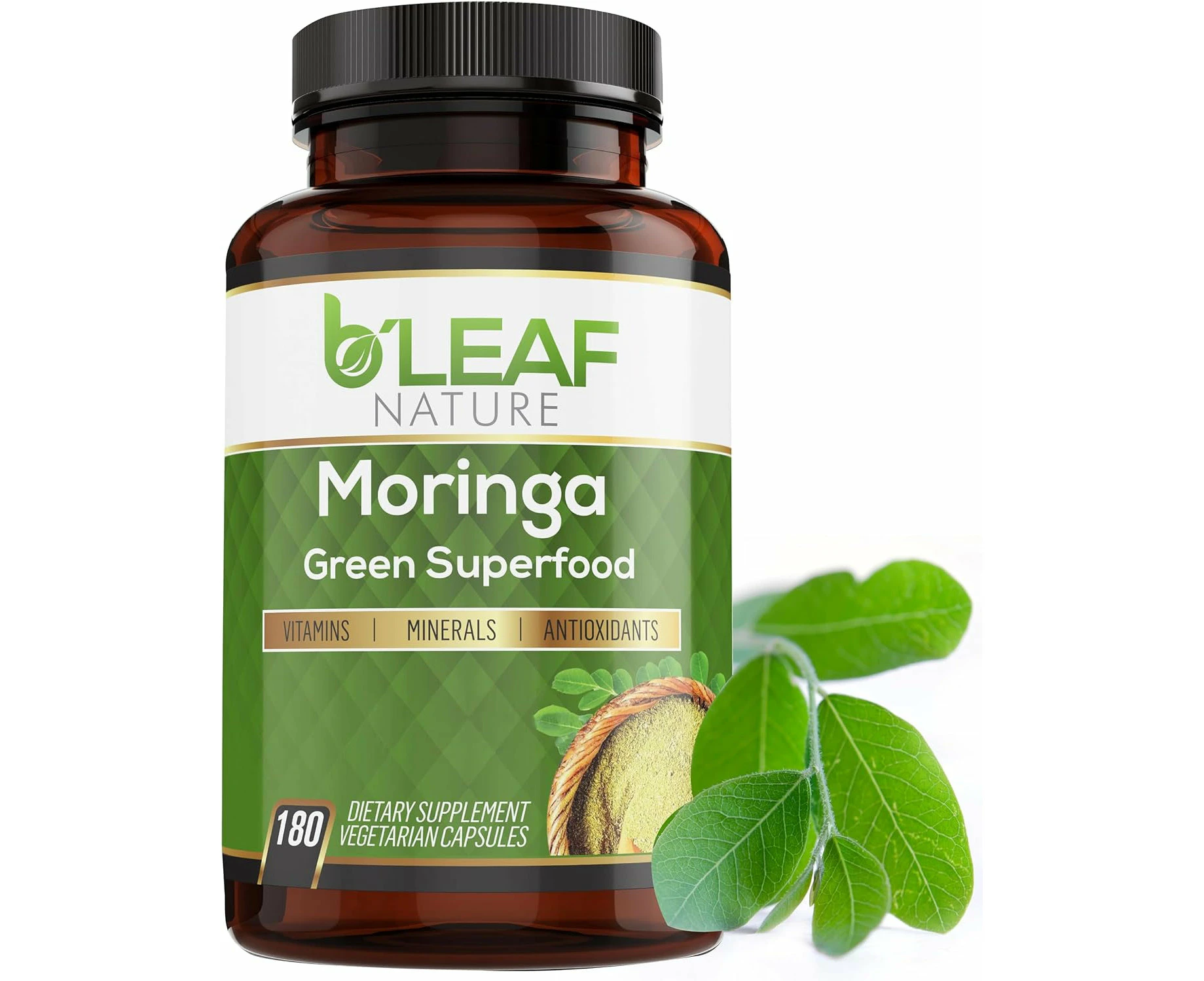 Organic Moringa 180 Capsules 1000mg - Immune System and Energy Booster - Pure Moringa Oleifera Leaf Powder - Nutritional | Daily Support