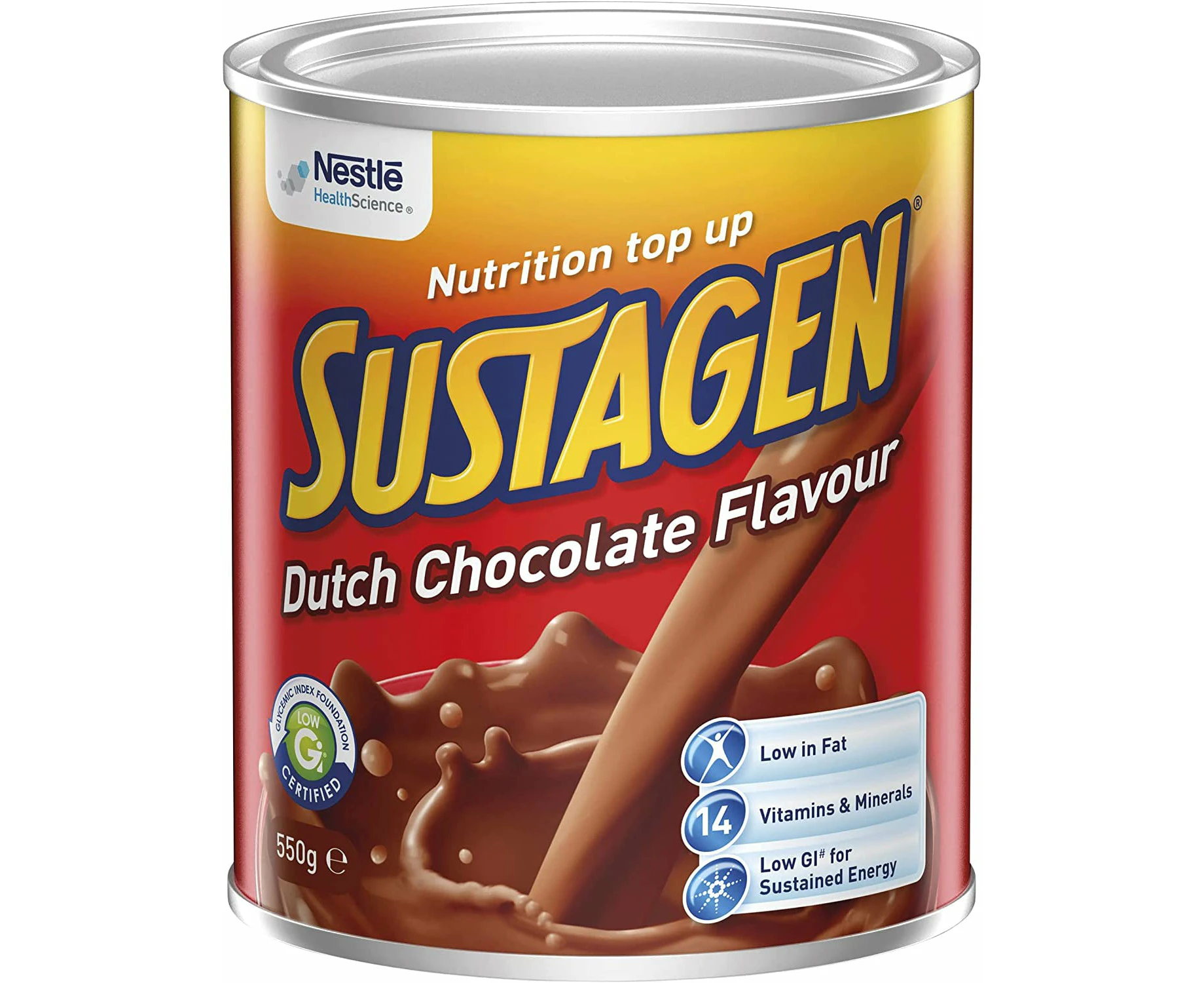 Sustagen Everyday Supplement Powder, 14 Vitamins & Minerals, Low GI, Dutch Chocolate Flavour, 550g