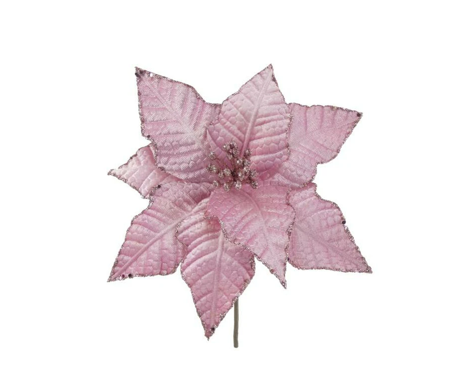 Davies Products Classic Velvet Poinsettia Christmas Tree Decoration (Blush) - ST9656