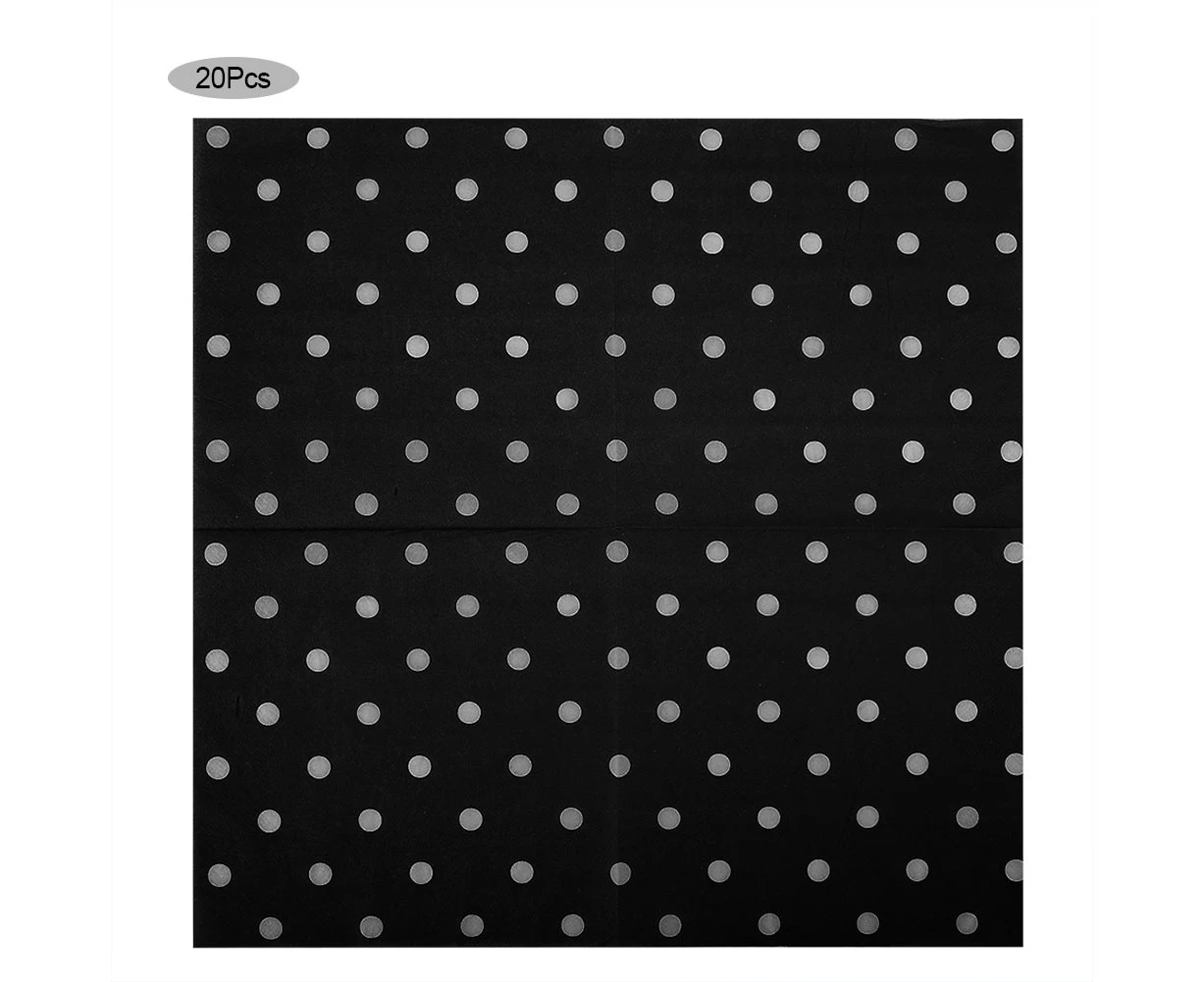 20 PCS Black Dots Paper Napkins Party Napkins Tissues Tableware for Wedding Birthday Party