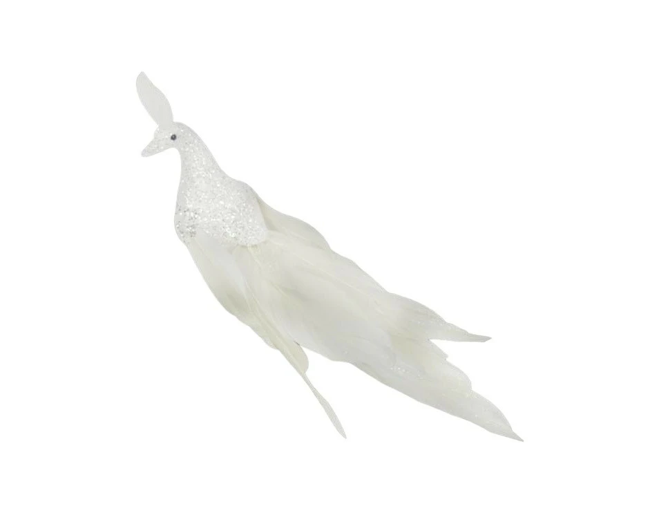 Davies Products Feather Peacock Christmas Decoration (White) - ST9829