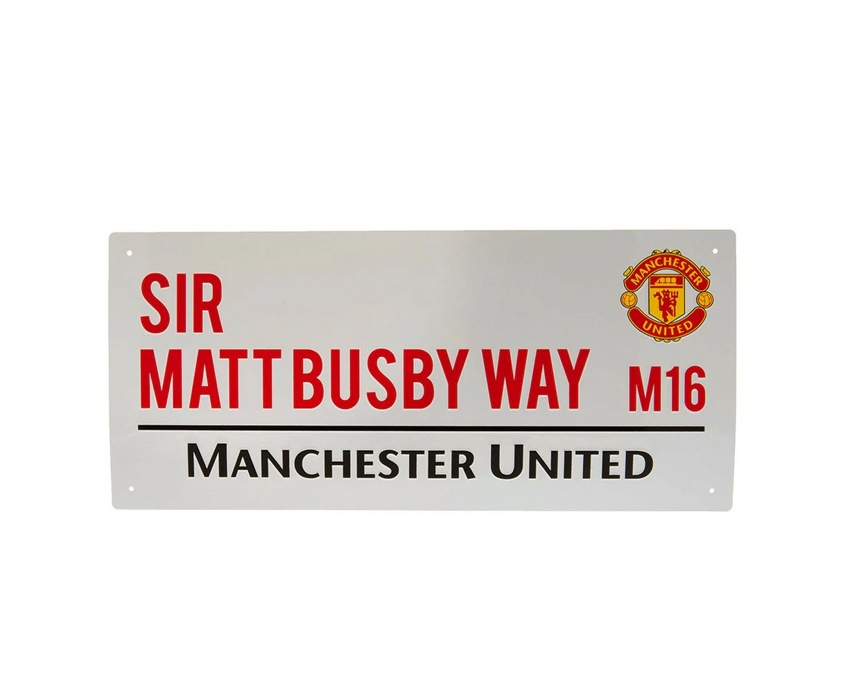 Manchester United FC Sir Matt Busby Way Street Sign (White/Red/Black) - TA9306