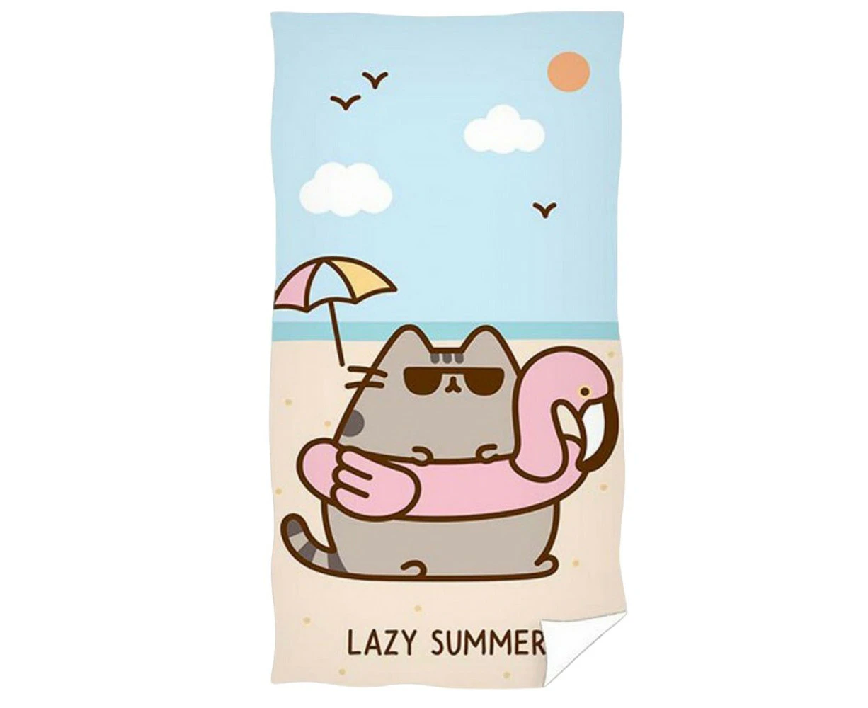 Pusheen Lazy Summer Beach Towel (Blue/Pink/Black) - TA12216