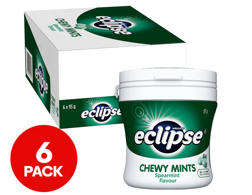 6 x Eclipse Chewy Mints Bottle Spearmint 93g