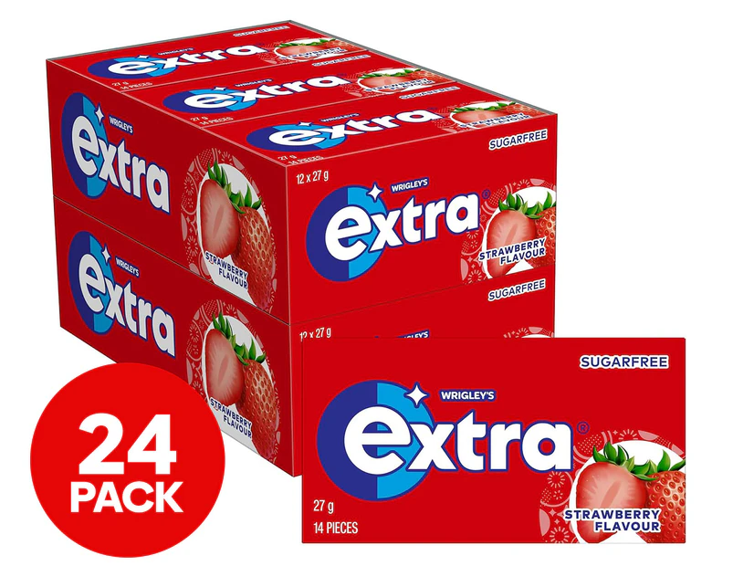 24 x Wrigley's Extra Chewing Gum Strawberry 14-Pieces