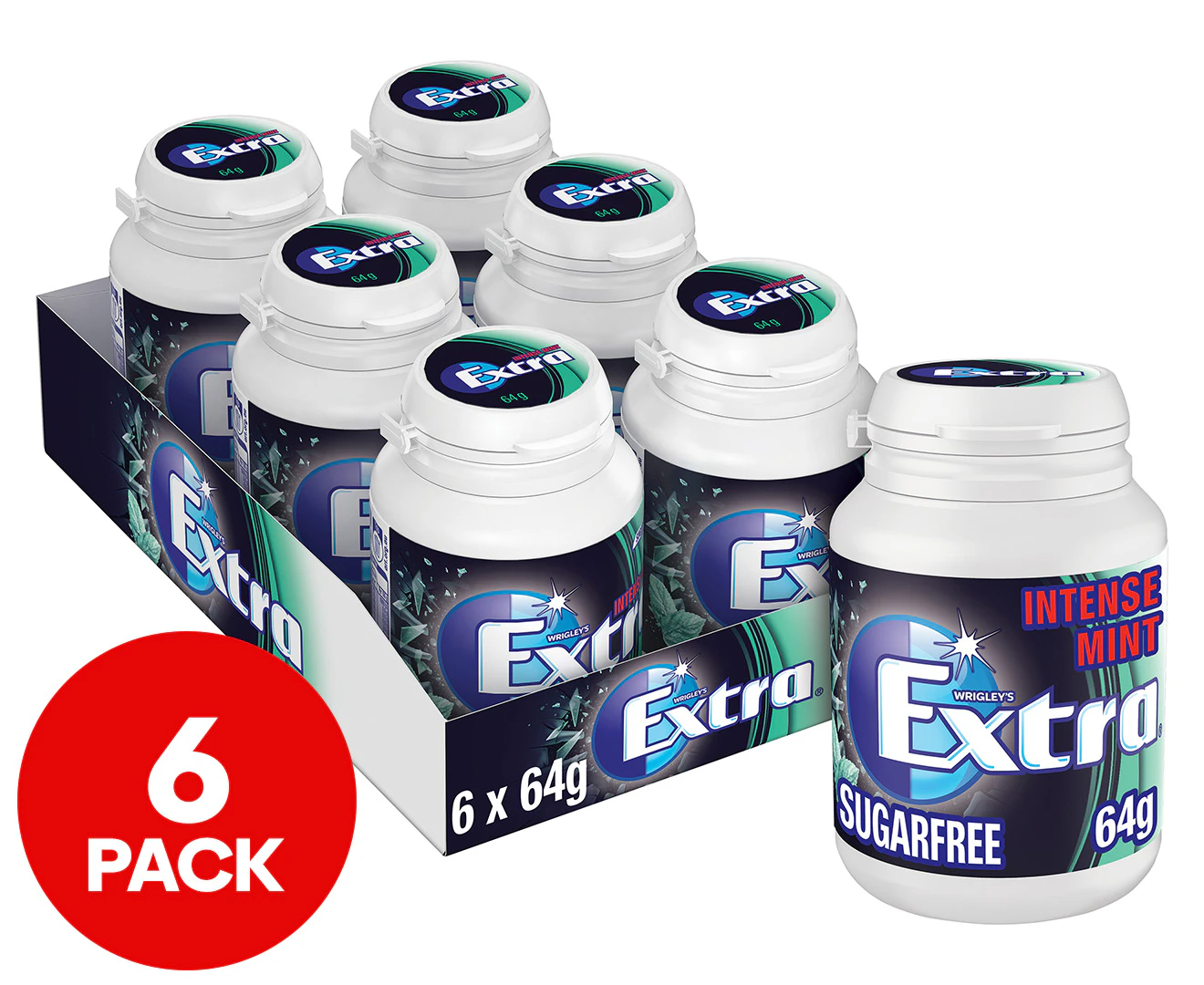 6 x Extra Sugarfree Gum Intense Mint 64g