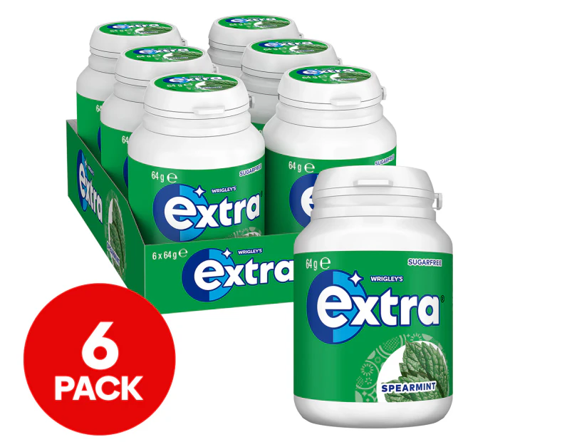 6 x Extra Sugarfree Gum Spearmint 64g