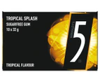 10 x Wrigley's 5 Sugarfree Chewing Gum Tropical Splash 32g