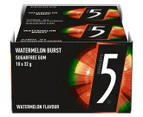 10 x Wrigley's 5 Sugarfree Chewing Gum Watermelon Burst 32g