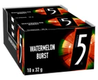 10 x Wrigley's 5 Sugarfree Chewing Gum Watermelon Burst 32g