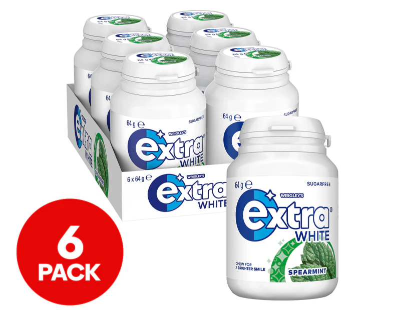 6 x Extra White Sugarfree Gum Spearmint 64g