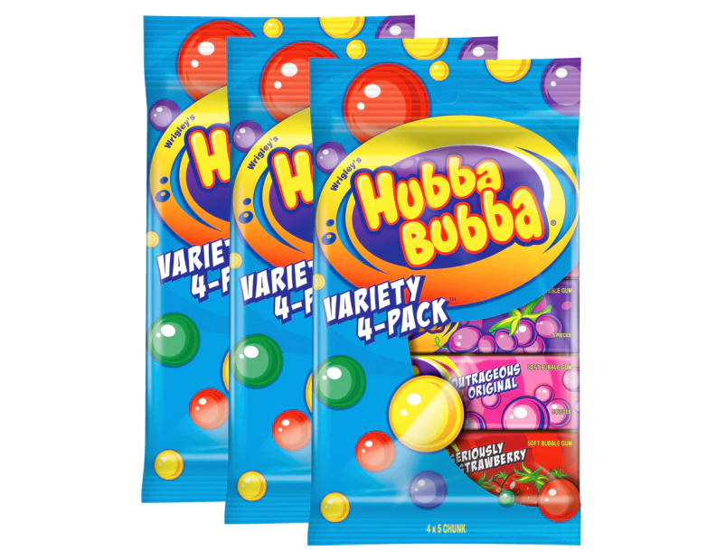 3 x 4pk Wrigley's Hubba Bubba Bubble Gum Variety Pack