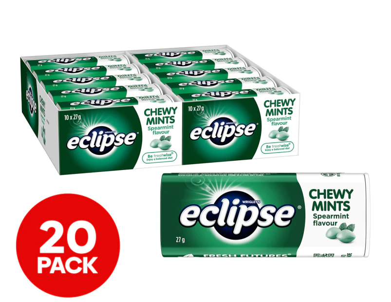 20 x Eclipse Chewy Mints Tin Spearmint 27g