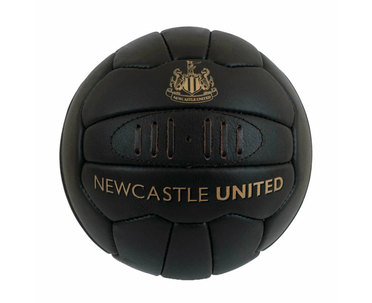 Newcastle United FC Heritage Retro Leather Mini Football (Black/Gold) - TA12242