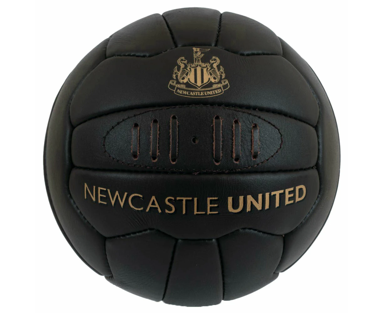 Newcastle United FC Heritage Retro Leather Football (Black/Gold) - TA12221