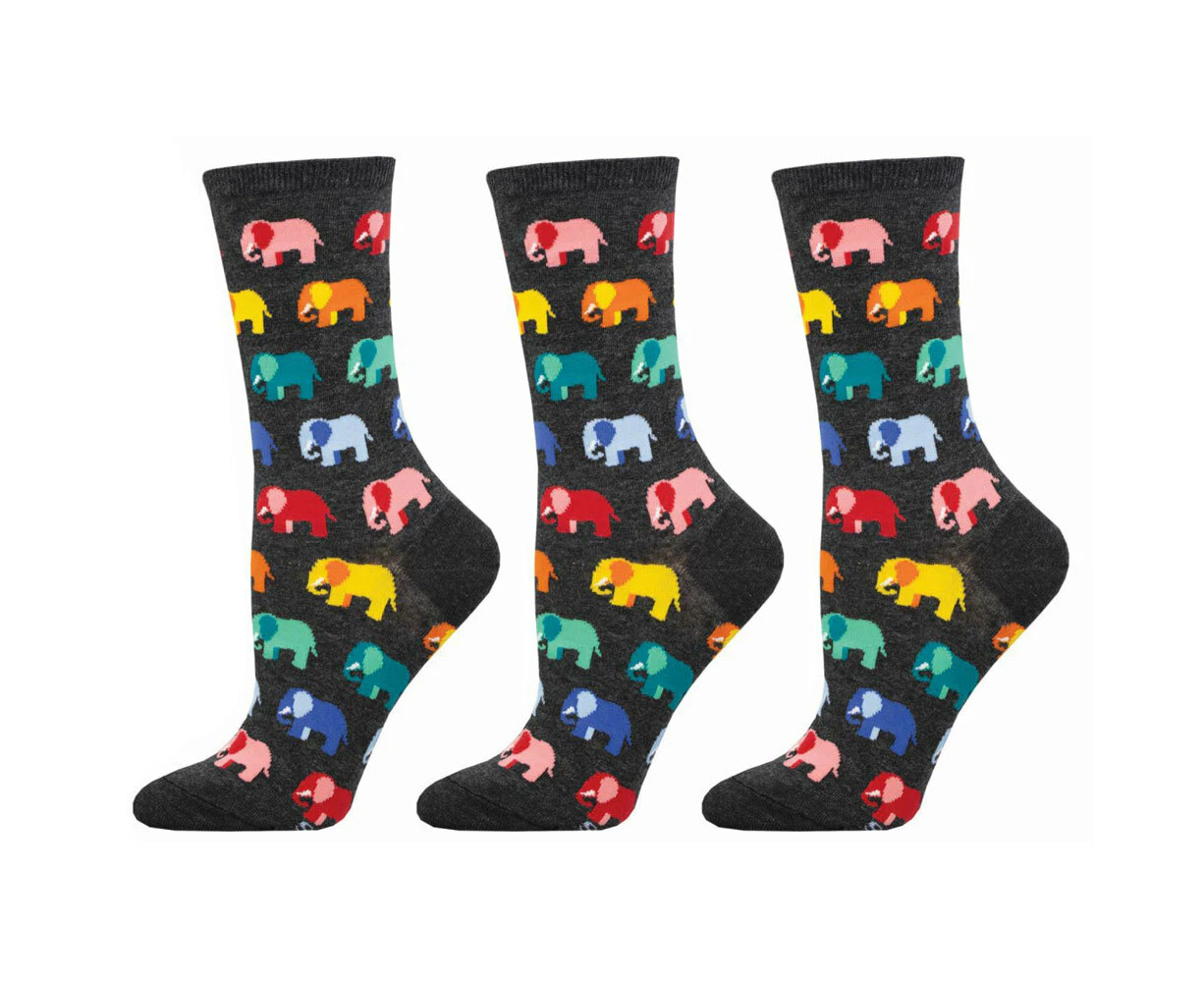 3x Socksmith Ladies Novelty Fashionable Socks Elephant in the Room One Size