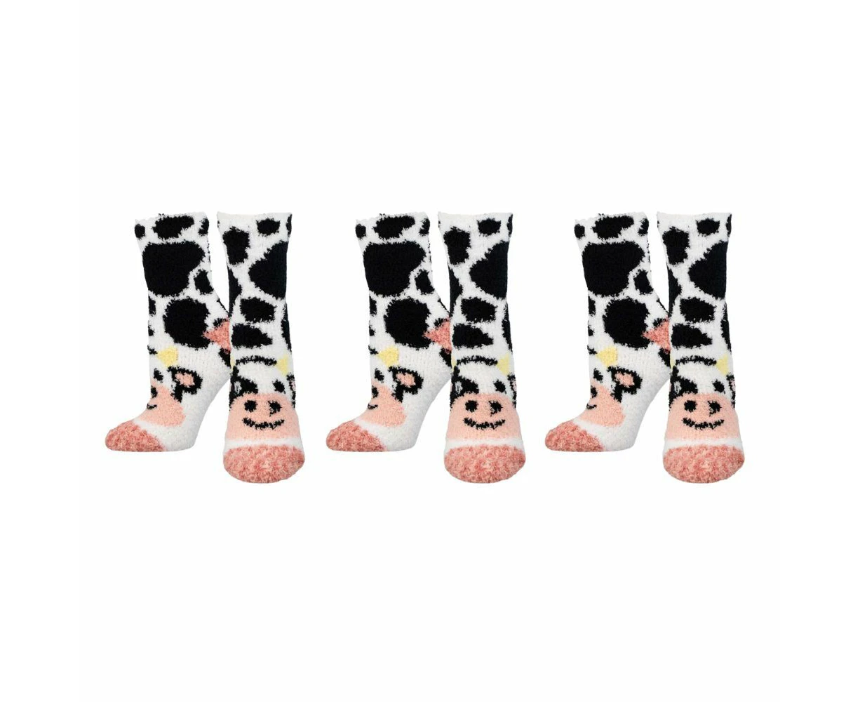 3x Socksmith Warm & Cozy Ladies Novelty Fashion Trendy Socks Moo Cow One Size