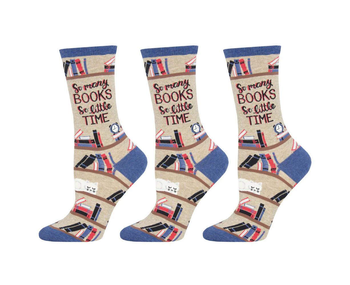 3x Socksmith Ladies Novelty Trendy Socks Time for a Good Book Hemp One Size