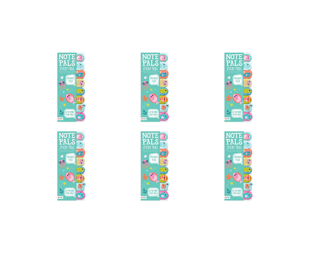 6x Ooly 120-Tabs Sticky Note Pals Kids/Child School Stationery 6y+ Fiendly Fish