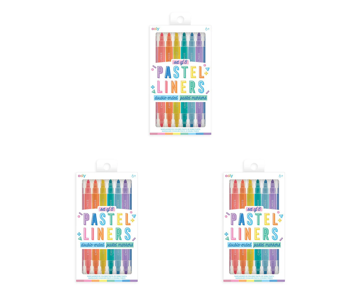 3x 8pc Ooly Double-Ended Pastel Marker Pen Colouring/Drawing Stationery Set 6y+