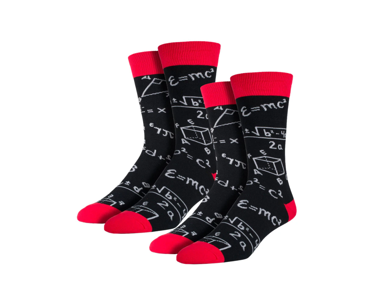 2x Socksmith Mens Novelty Casual Wear Trendy Comfort Socks Math Black One Size