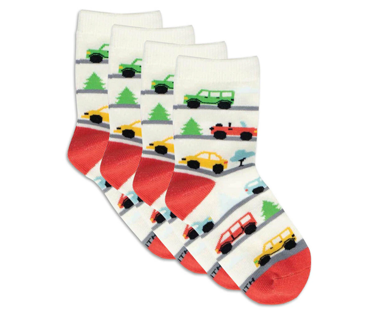 4x Socksmith Kids/Children Novelty Breathable Socks Beep Vroom One Size 2-4y