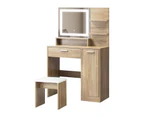 Oikiture Dressing Table Stool Set Makeup Mirror LED Light Large Cabinet Natural