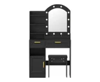 Oikiture Dressing Table Stool Set  Vanity Desk Makeup Mirror 12 LED Bulbs Black