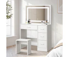 Oikiture Dressing Table Stool Set Large Makeup Mirror LED Light Vanity White