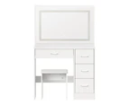 Oikiture Dressing Table Stool Set Large Makeup Mirror LED Light Vanity White