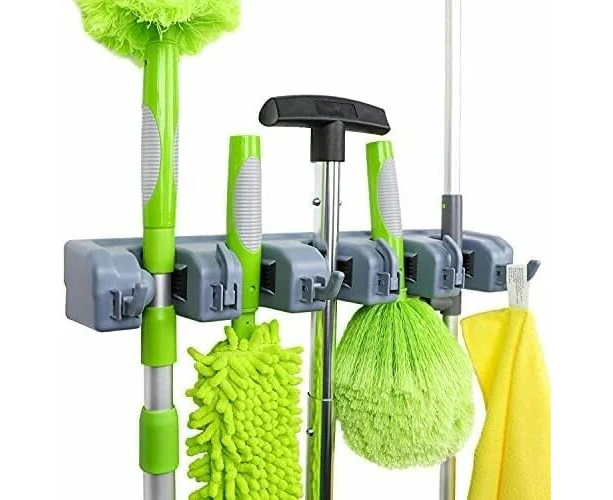 Broom Holder Wall Mount Organizer Mop Hanger Garden Kitchen Tool Hooks