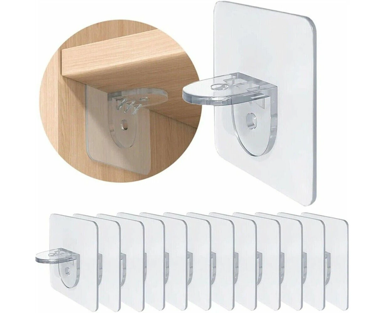 10pcs Shelf Adhesive Support Pegs Wardrobe Partition Bracket Holder Wall Hook